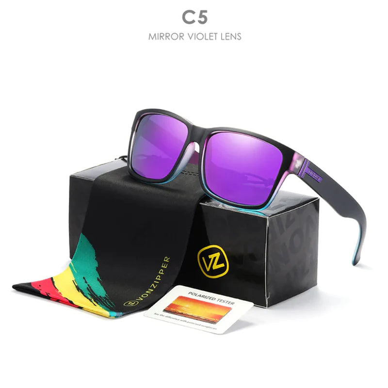 Brand VZ Vonzipper Polarized Sunglasses Men Square Frame Elmore Style Eyewear UV400 Sports Sun Glasses Fishing Hiking Driving