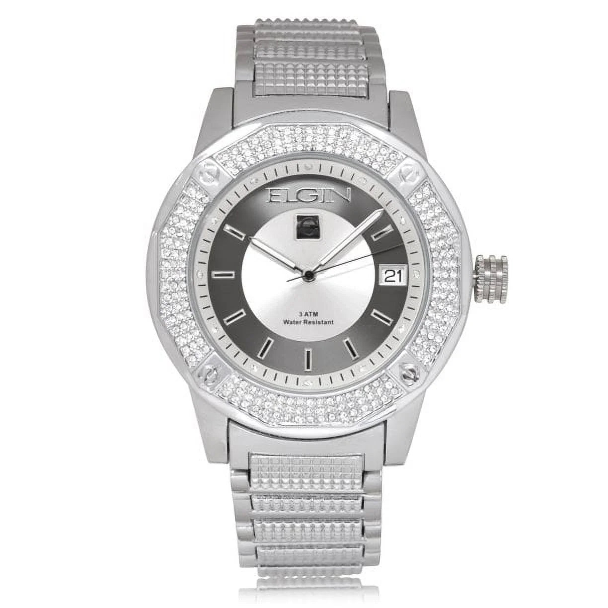 Adult Male Analog Watch with Silver Tone Bracelet and round Dial (FG160032)